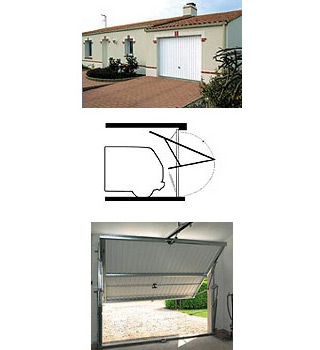 Porte de garage basculante NOVOFERM DL 102 Métal/Bois/PVC à trajectoire débordante